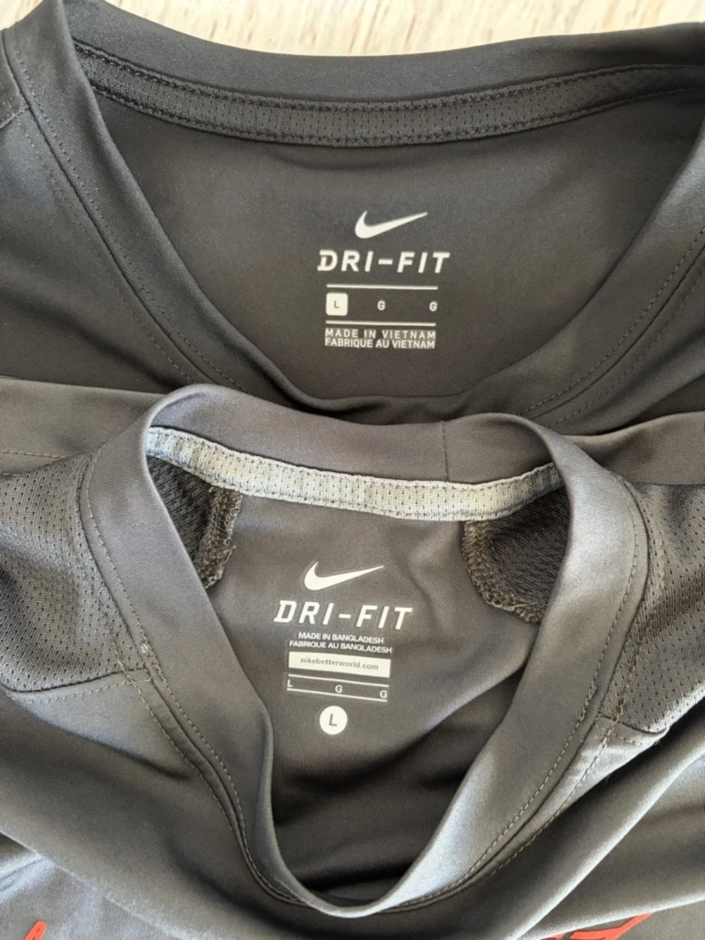 Nike Boy’s Black & Charcoal Sleeveless Dri-FIT Tanks with Red Logos